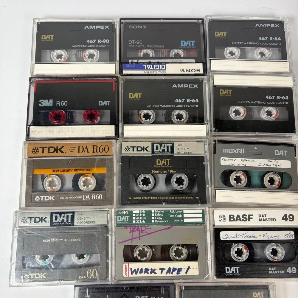 Lot of 14 DAT Digital Audio Tapes Mixed Brands Used Ampex Sony TDK Maxell BASF